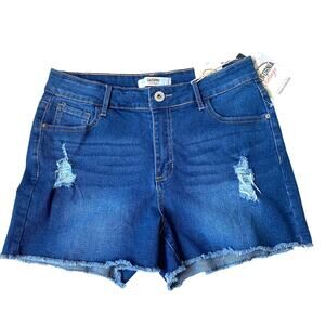 California Vintage Denim Shorts Women Junior 9 Blue Cut Off  Raw Hem Medium Wash